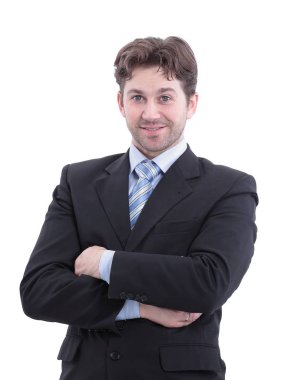 Beyaz arka plan üzerinde izole iş adamı portresi.