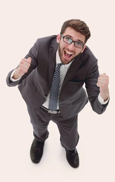 Hombre de negocios muy feliz en traje de negocios . — Foto de Stock