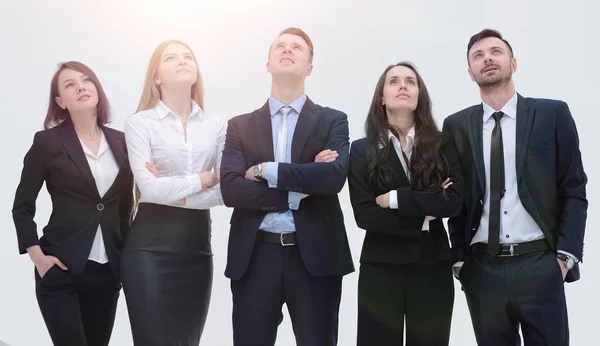 Equipe de negócios bem sucedida olhando para cima — Fotografia de Stock