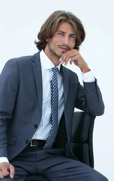 Ο άνθρωπος σκέφτεται φθορά των επιχειρήσεων κομψό κοστούμι και γραβάτα — Φωτογραφία Αρχείου
