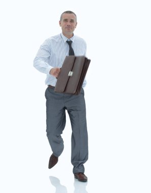 modern iş adamı ileriye evrak çantalı