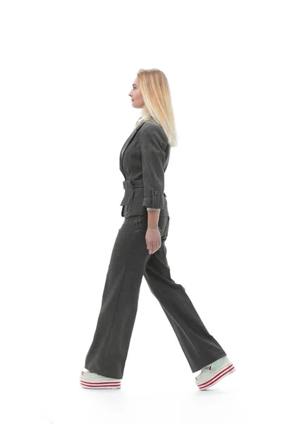 Full growth.motivated business woman walking forward. — Stock Photo, Image