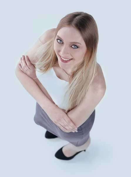 View from above. successful young business woman looking at the camera. — Stock Photo, Image