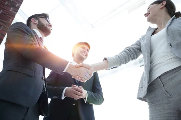 Apretón de manos de los socios antes de las conversaciones . — Foto de Stock