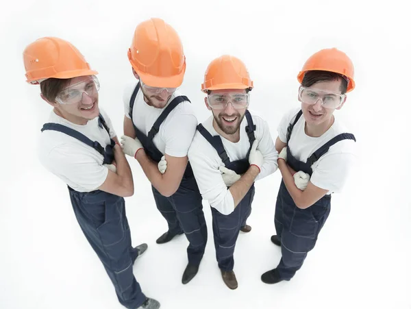 Grupo de construtores profissionais, olhando para a câmera — Fotografia de Stock