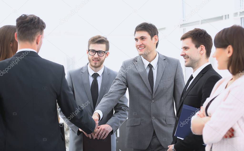 handshake business partners before business meeting