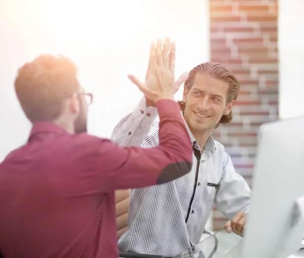 Businessman giving high five to his partner — Stock Photo, Image