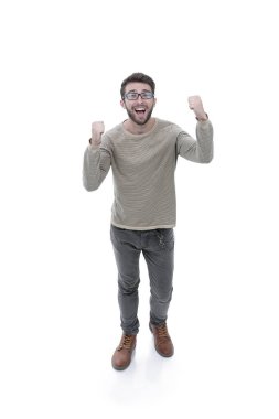 çok mutlu bir genç adam. Tam büyüme portre.