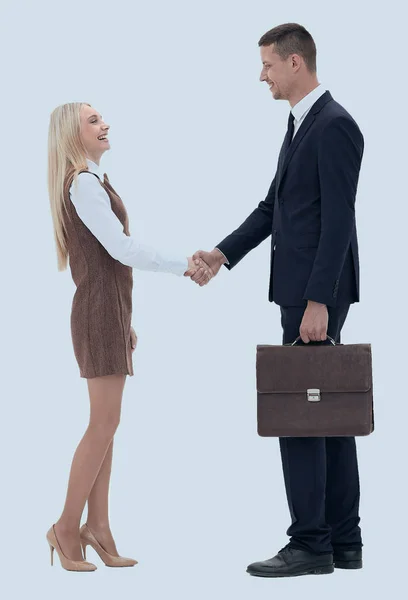 Photo in full growth. the handshake between lawyer and client. — Stock Photo, Image