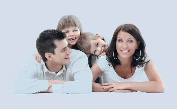 Portrait of a happy four-member family. — Stock Photo, Image