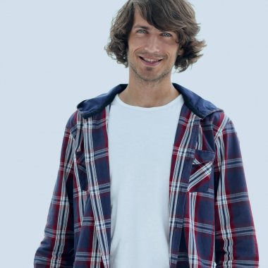 ekose gömlekli şık adam.