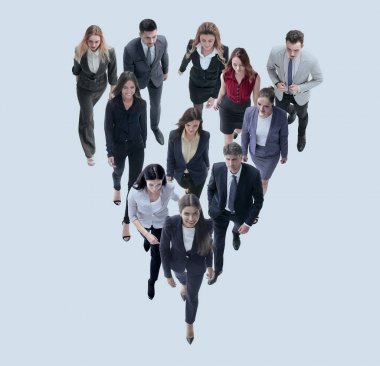 iş adamları lideri arkasında gidiyor. beyaz izole