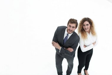 iki beyaz izole çalışan gülümseyen