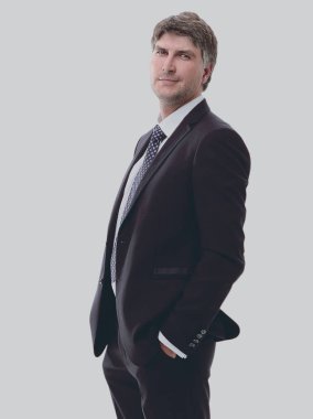 yan görünümü. Başarılı bir iş adamı portresi