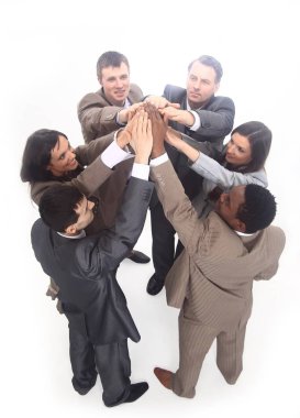 Eller birlikte kadar yükselterek başarılı iş takım