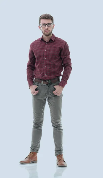 Confident and stylish. Full length of serious young man — Stock Photo, Image