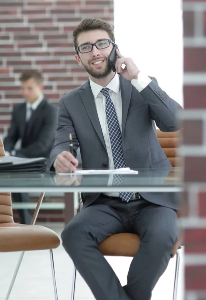 Financial Manager sitting at his working place — Stock Photo, Image