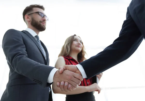 Businessmen making handshake - business etiquette, congratulatio — Stock Photo, Image