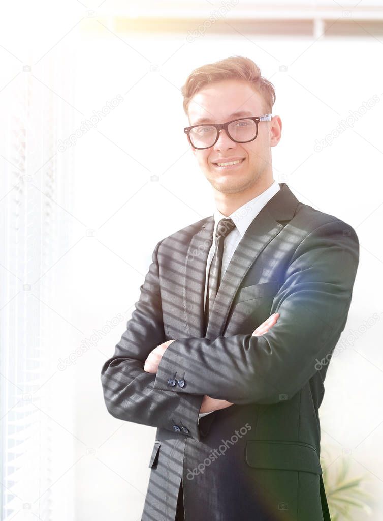 portrait of serious businessman with glasses