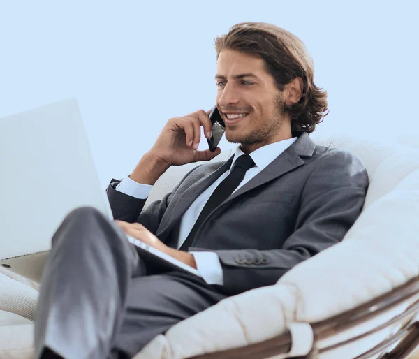 Businessman solving business issues at home. blurred image — Stock Photo, Image