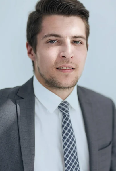 Egy sikeres fiatalember arca closeup.The — Stock Fotó