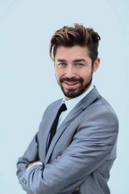 gülümseyen izole üzerinde beyaz yakışıklı bir adam portresi