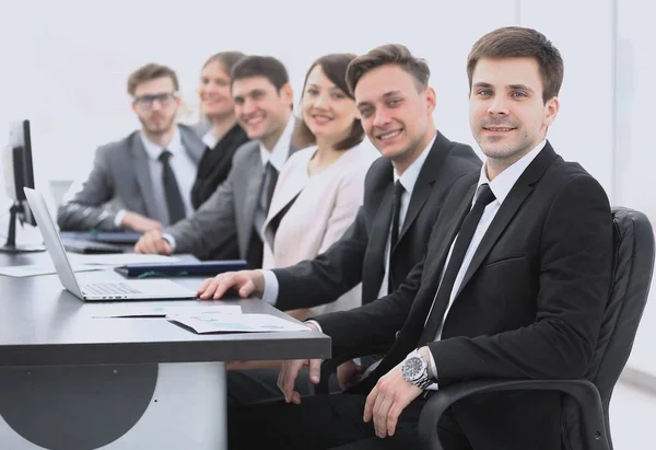 Project Manager and professional business team sitting at Desk — Stock Photo, Image