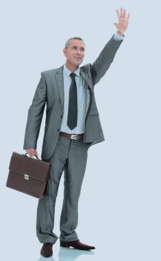 Takım ayakta gülümseyen mutlu olgun adam