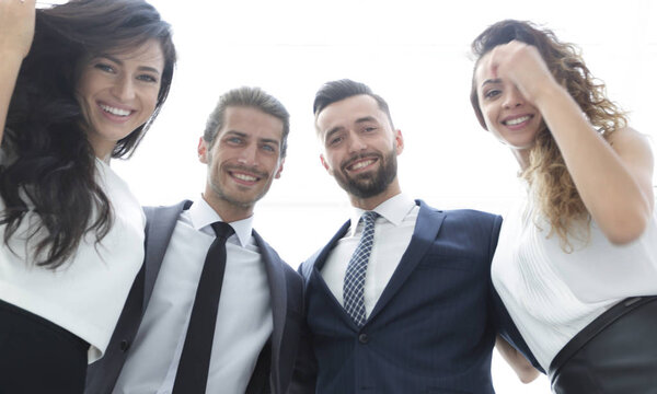 bottom view.group of successful business people.