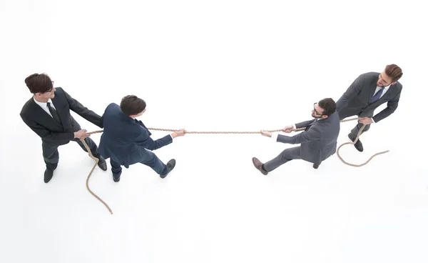 Top view.a cabo de guerra entre equipes de negócios — Fotografia de Stock