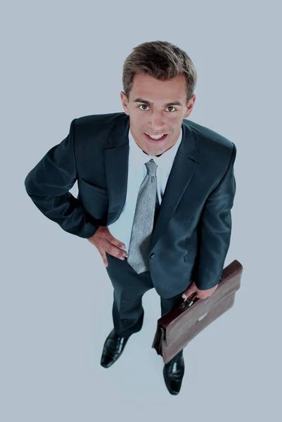 Retrato de un hombre de negocios de edad avanzada guapo de pie aislado sobre fondo blanco . — Foto de Stock