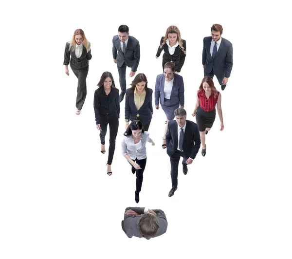 Going business people behind the leader. isolated on white — Stock Photo, Image
