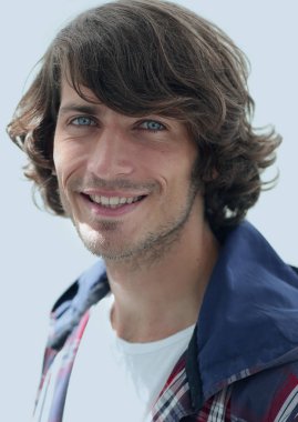 portre. şık bir ekose gömlekli adam. yakın çekim.