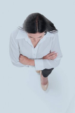 Yukarıdan görüntüleyin. dört gözle genç iş kadını