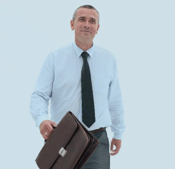 Hombre de negocios moderno con un maletín en el futuro —  Fotos de Stock