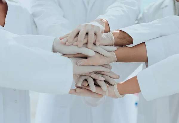United hands of medical team close up — Stock Photo, Image