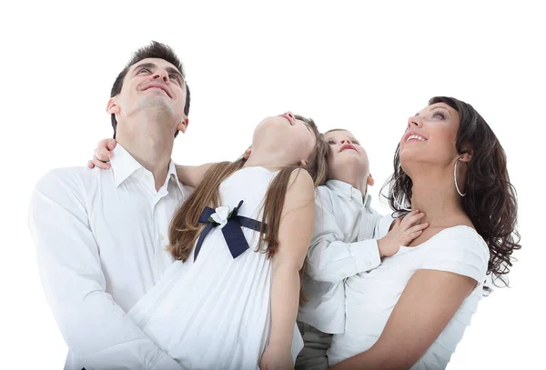 Schöne glückliche Familie - isoliert auf weißem Hintergrund — Stockfoto