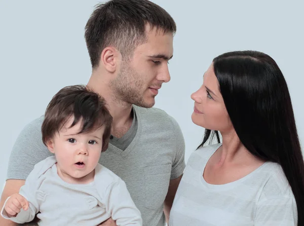 Família bonita - isolado sobre um fundo branco — Fotografia de Stock