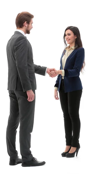 Gente de negocios estrechando las manos, aislado en blanco. — Foto de Stock