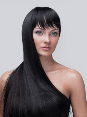 gri bir arka plan üzerinde izole kadın yakın çekim