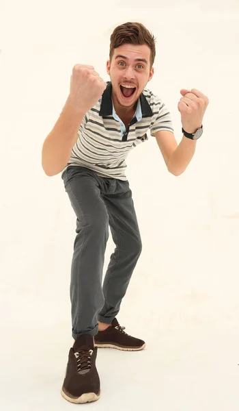 Closeup. happy guy celebrating his success. — Stock Photo, Image