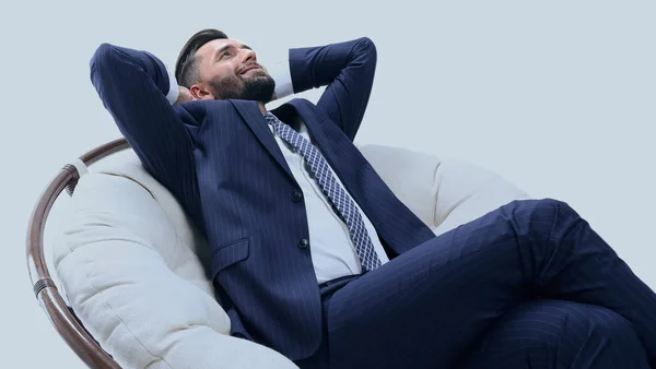 Homem de negócios relaxarea confortável cadeira — Fotografia de Stock