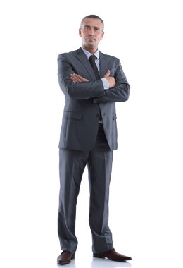 tam büyüme portre. başarılı gülümseyen iş adamı.