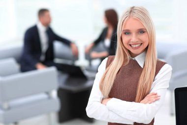 genç iş kadını arka plan bulanık Office