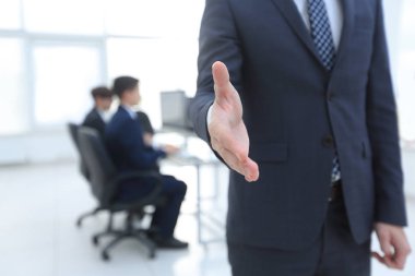 closeup.Welcome için el sıkışma.