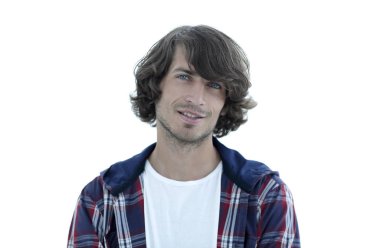 portre. şık bir ekose gömlekli adam. yakın çekim.