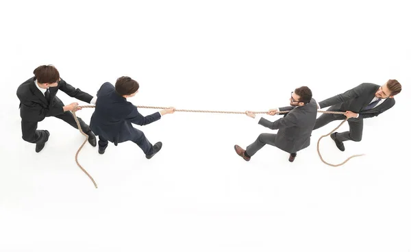 Top view.a tug of war between business teams — Stock Photo, Image