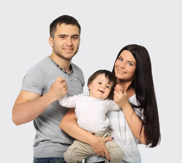 Heureux sourire famille isolé sur fond blanc — Photo