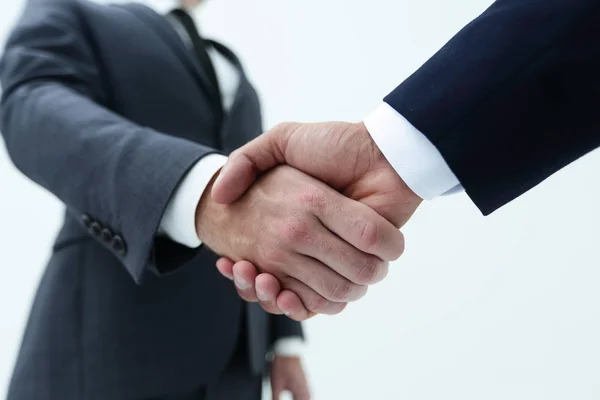Geschäftsmann lädt per Handschlag zur Zusammenarbeit ein. — Stockfoto