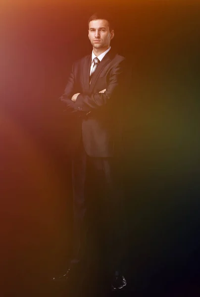 Retrato de empresário confiante, isolado em um preto — Fotografia de Stock
